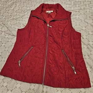 Christopher & Banks Red Zip Up Vest